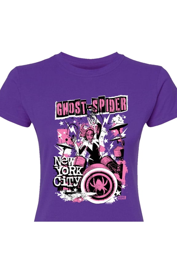 - Ghost Spider Punk Band - Juniors Fitted Graphic T-Shirt