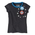 thumbnail image 1 of Marvel Girls Captain America Glitter Stars Pocket T-Shirt, 1 of 1