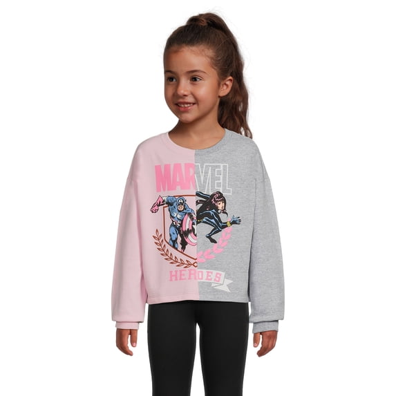 Marvel Girls' Split Graphic Sweatshirt, Sizes 4-16