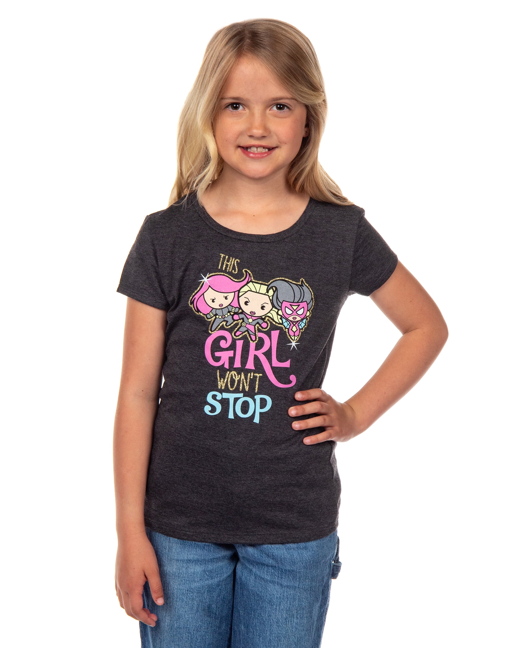Girls' Superhero Strong Ladies Graphic T-Shirt - Walmart.com