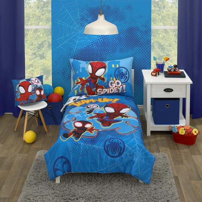 Marvel Spidey Team 4 Piece Toddler Bed Set - Blue