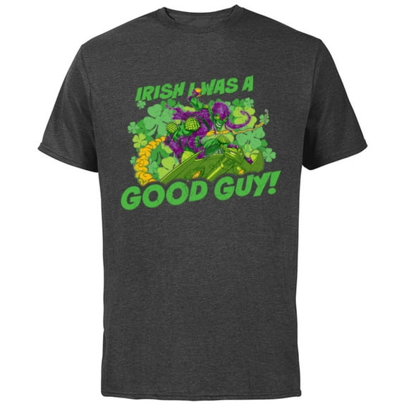Marvel Green Goblin Irish I Was a Good Guy St Patrick’s Day - Short Sleeve Cotton T-Shirt for Adults - Customized-Charcoal