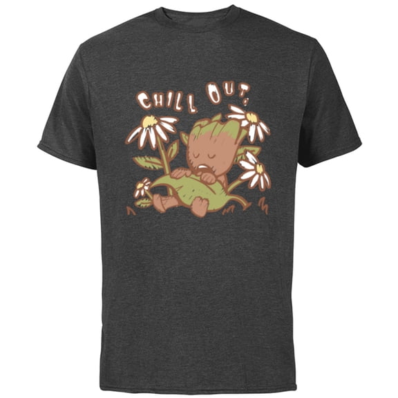 Marvel Groot Chill Out Relax Guardians of the Galaxy - Short Sleeve Cotton T-Shirt for Adults - Customized-Charcoal