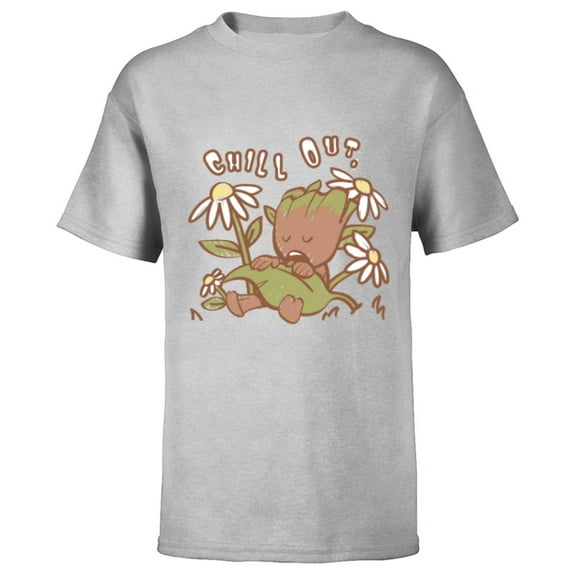 Marvel Groot Chill Out Relax Guardians of the Galaxy - Short Sleeve T-Shirt for Kids - Customized-Athletic Heather