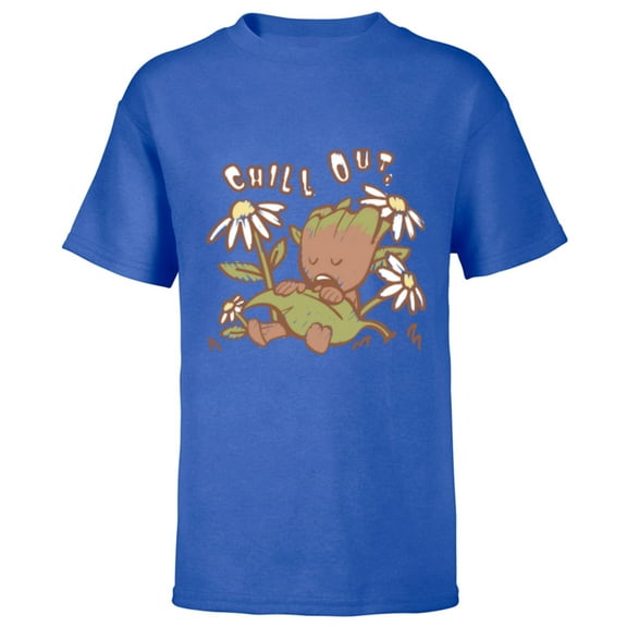Marvel Groot Chill Out Relax Guardians of the Galaxy - Short Sleeve T-Shirt for Kids - Customized-Royal