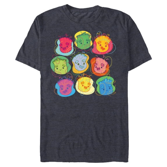 Marvel Groot Faces 1970s Retro Guardians of the Galaxy - Short Sleeve Blended T-Shirt for Adults - Customized-Navy Heather