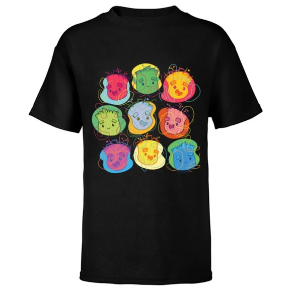 Marvel Groot Faces 1970s Retro Guardians of the Galaxy - Short Sleeve T-Shirt for Kids - Customized-Black