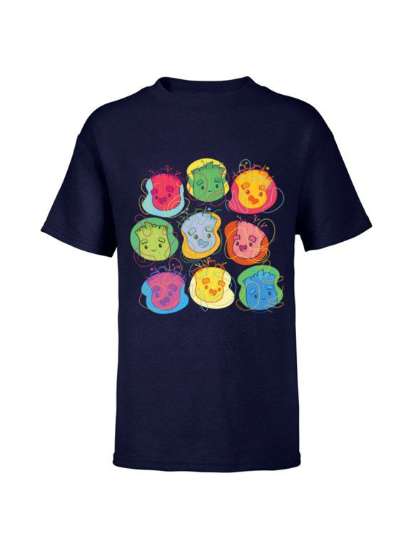 Groot Faces 1970s Retro Guardians of the Galaxy - Short Sleeve T-Shirt for Kids - Customized-Navy
