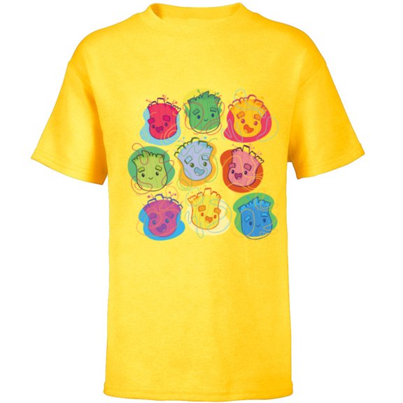 Marvel Groot Faces 1970s Retro Guardians of the Galaxy - Short Sleeve T-Shirt for Kids - Customized-Yellow