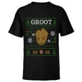 thumbnail image 1 of Marvel Groot Guardians of the Galaxy Ugly Christmas Sweater - Short Sleeve T-Shirt for Kids - Customized-Black, 1 of 5