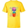 thumbnail image 1 of Marvel Groot Headphones & Flowerpot Rainbow Colors - Short Sleeve T-Shirt for Kids - Customized-Yellow, 1 of 5