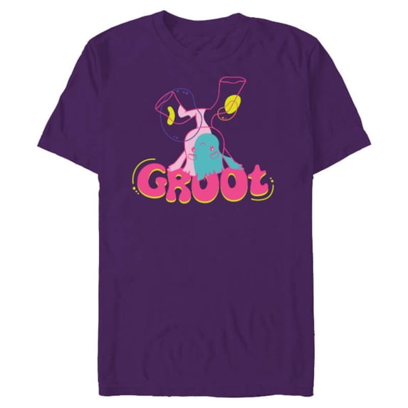 Marvel Groot Headstand 1970s Retro Guardians of the Galaxy - Short Sleeve Blended T-Shirt for Adults - Customized-Purple