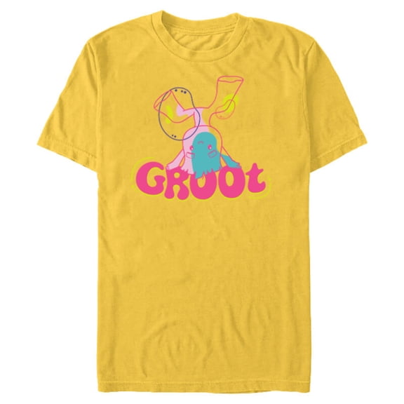 Marvel Groot Headstand 1970s Retro Guardians of the Galaxy - Short Sleeve Blended T-Shirt for Adults - Customized-Yellow
