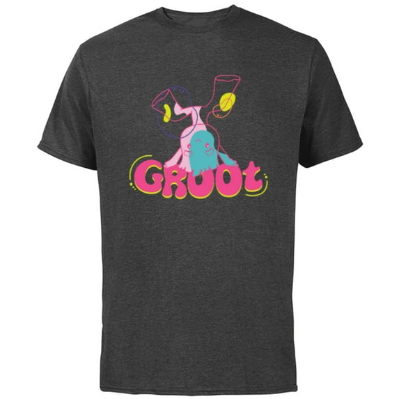 Marvel Groot Headstand 1970s Retro Guardians of the Galaxy - Short Sleeve Cotton T-Shirt for Adults - Customized-Charcoal