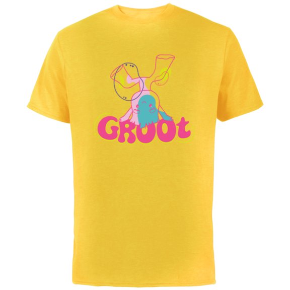 Marvel Groot Headstand 1970s Retro Guardians of the Galaxy - Short Sleeve Cotton T-Shirt for Adults - Customized-Yellow
