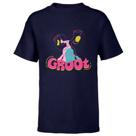 Marvel Groot Headstand 1970s Retro Guardians of the Galaxy - Short Sleeve T-Shirt for Kids - Customized-Navy