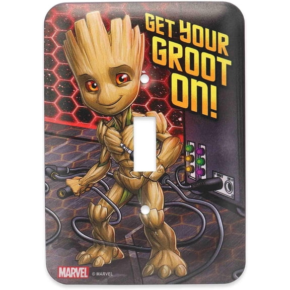 Marvel Groot Metal Light Switch Plate - Groot Switch Plate Decoration for Bedroom or Man Cave - Get Your Groot On!
