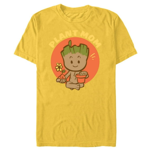 Marvel Groot Plant Mom Gardening Birthday Mother’s Day - Short Sleeve Blended T-Shirt for Adults - Customized-Yellow