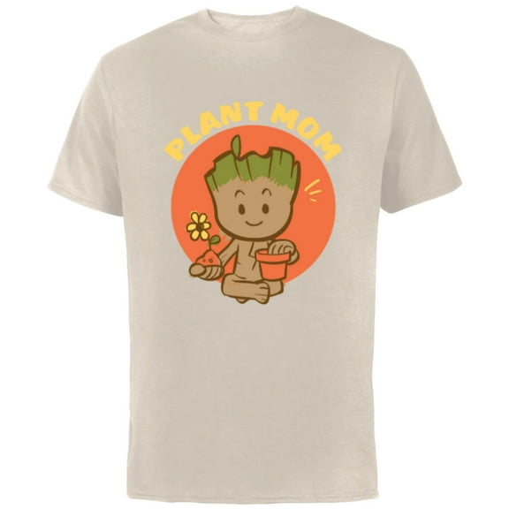 Marvel Groot Plant Mom Gardening Birthday Mother’s Day - Short Sleeve Cotton T-Shirt for Adults - Customized-Natural