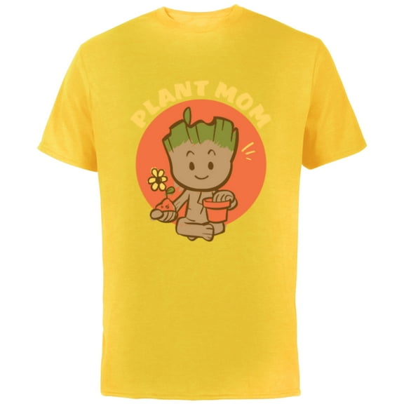 Marvel Groot Plant Mom Gardening Birthday Mother’s Day - Short Sleeve Cotton T-Shirt for Adults - Customized-Yellow