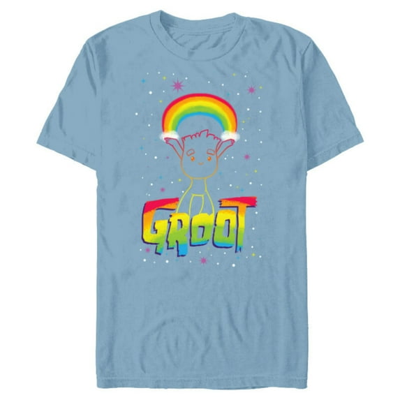 Marvel Groot Rainbow in Space Guardians of the Galaxy - Short Sleeve Blended T-Shirt for Adults - Customized-Ocean Blue