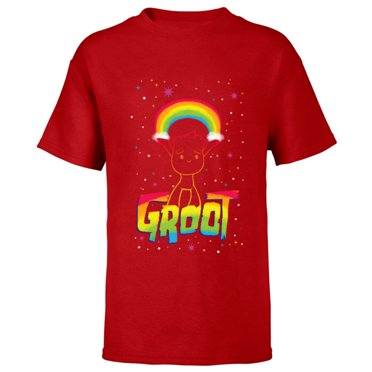 Marvel Groot Rainbow in Space Guardians of the Galaxy - Short Sleeve T-Shirt for Kids - Customized-Red