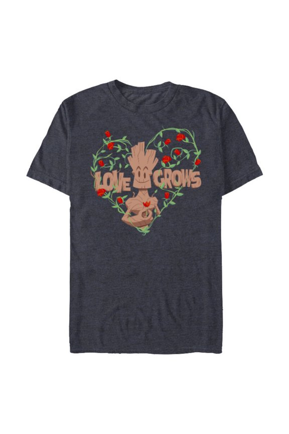 Groot Red Roses Love Grows - Short Sleeve Blended T-Shirt for Adults - Customized-Navy Heather