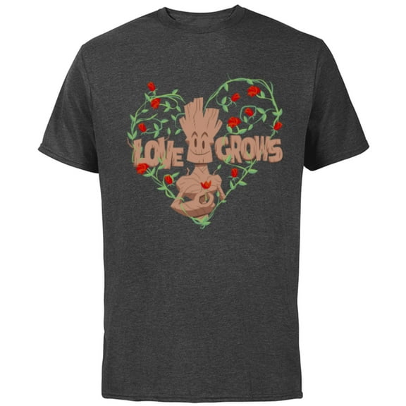Marvel Groot Red Roses Love Grows - Short Sleeve Cotton T-Shirt for Adults - Customized-Charcoal