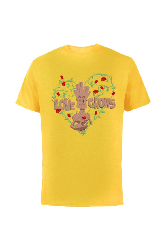 Groot Red Roses Love Grows - Short Sleeve Cotton T-Shirt for Adults - Customized-Yellow