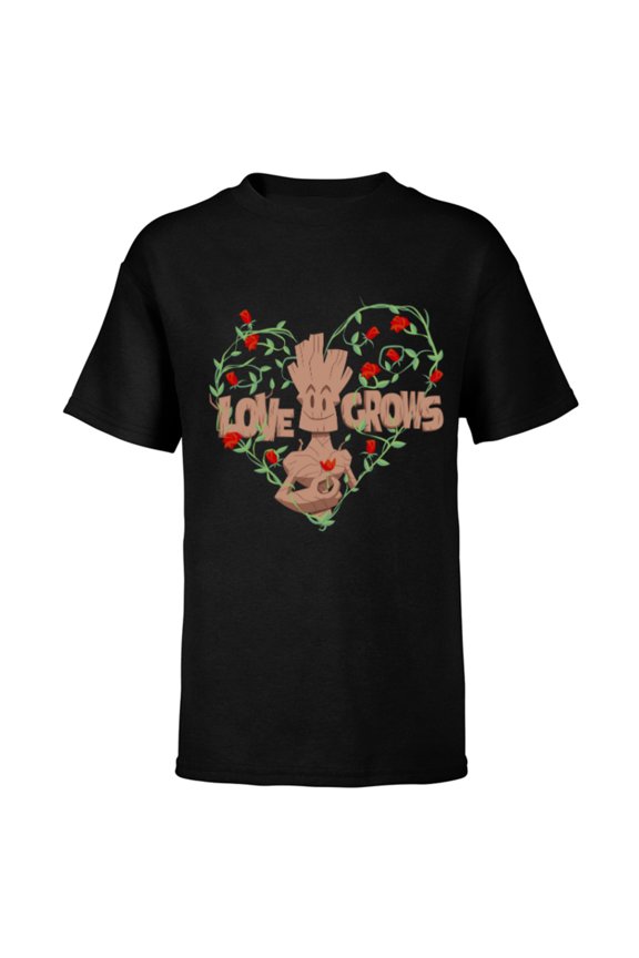 Groot Red Roses Love Grows - Short Sleeve T-Shirt for Kids - Customized-Black
