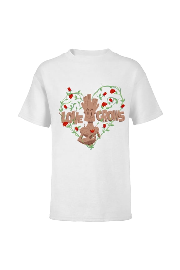 Groot Red Roses Love Grows - Short Sleeve T-Shirt for Kids - Customized-White