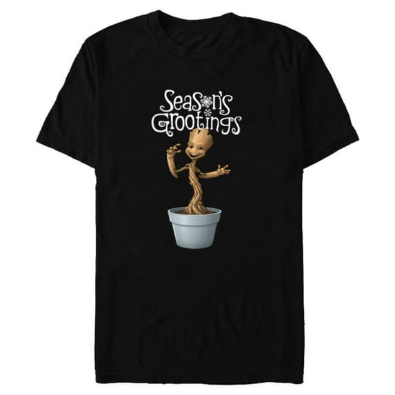 Marvel Groot Season's Grootings Holiday - Short Sleeve Blended T-Shirt for Adults -Customized-Black