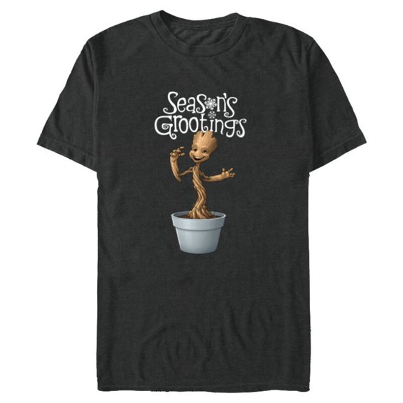 Marvel Groot Season's Grootings Holiday - Short Sleeve Blended T-Shirt for Adults -Customized-Dark Heather