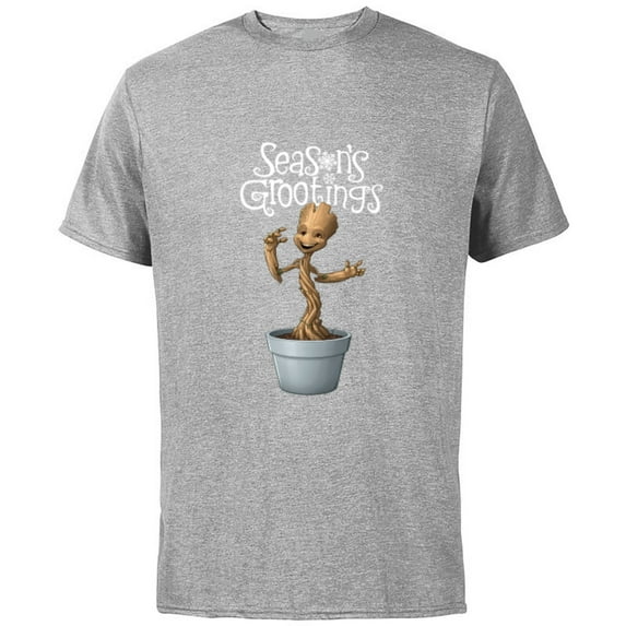 Marvel Groot Season's Grootings Holiday - Short Sleeve Cotton T-Shirt for Adults- Customized-Athletic Heather