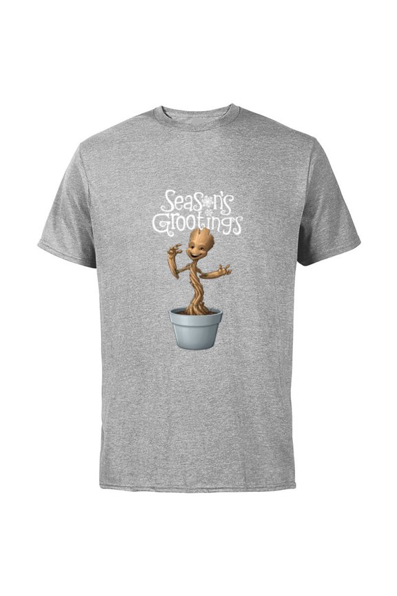 Groot Season's Grootings Holiday - Short Sleeve Cotton T-Shirt for Adults- Customized-Athletic Heather