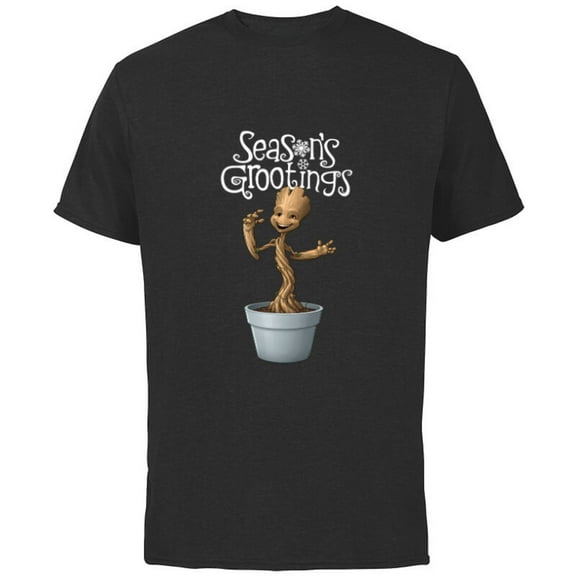 Marvel Groot Season's Grootings Holiday - Short Sleeve Cotton T-Shirt for Adults- Customized-Black