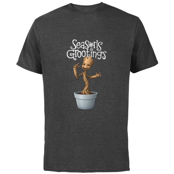 Marvel Groot Season's Grootings Holiday - Short Sleeve Cotton T-Shirt for Adults- Customized-Charcoal