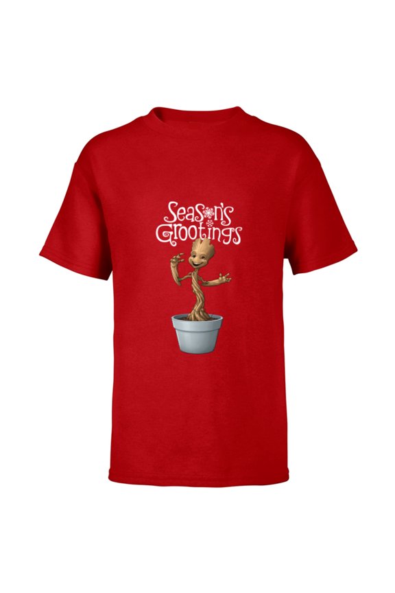 Groot Season's Grootings Holiday - Short Sleeve T-Shirt for Kids- Customized-Red