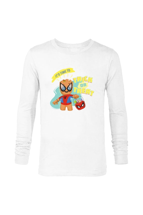 Groot in Spider-Man Costume Trick or Treat Halloween - Long Sleeve T-Shirt for Men - Customized-White