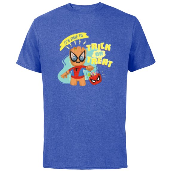 Marvel Groot in Spider-Man Costume Trick or Treat Halloween - Short Sleeve Cotton T-Shirt for Adults - Customized-Royal Heather