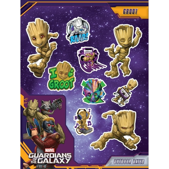 Marvel Guardians of The Galaxy Groot Decals - Set of 9 Vinyl Stickers for Car Laptop Computer Skateboard - Marvel Stickers for Kids and Adults