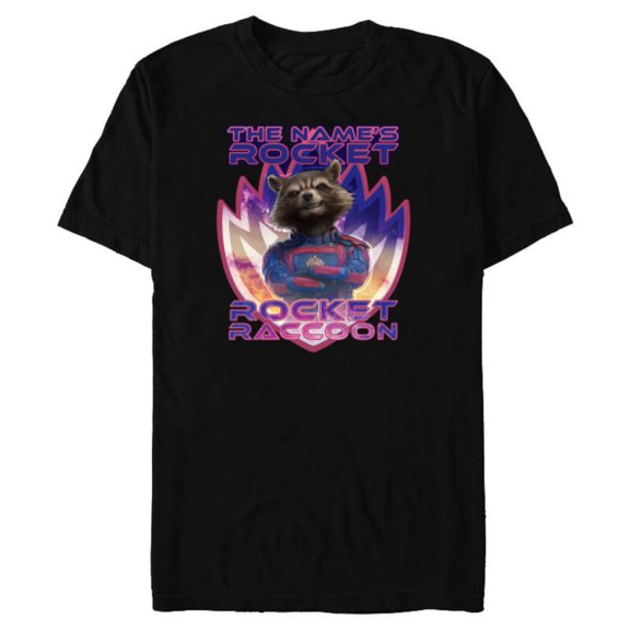 Marvel Guardians of the Galaxy 3 The Name’s Rocket Raccoon - Short Sleeve Blended T-Shirt for Adults - Customized-Black