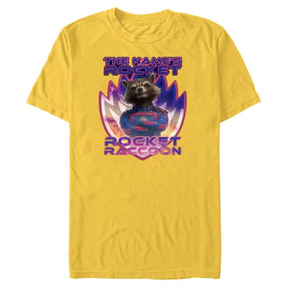 Marvel Guardians of the Galaxy 3 The Name’s Rocket Raccoon - Short Sleeve Blended T-Shirt for Adults - Customized-Yellow