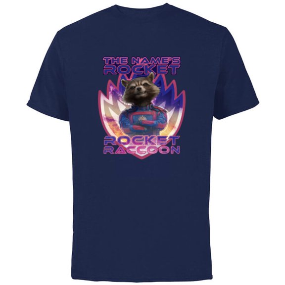 Marvel Guardians of the Galaxy 3 The Name’s Rocket Raccoon - Short Sleeve Cotton T-Shirt for Adults - Customized-Navy
