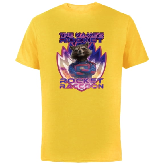 Marvel Guardians of the Galaxy 3 The Name’s Rocket Raccoon - Short Sleeve Cotton T-Shirt for Adults - Customized-Yellow