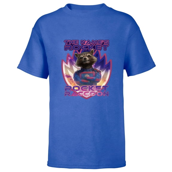 Marvel Guardians of the Galaxy 3 The Name’s Rocket Raccoon - Short Sleeve T-Shirt for Kids - Customized-Royal