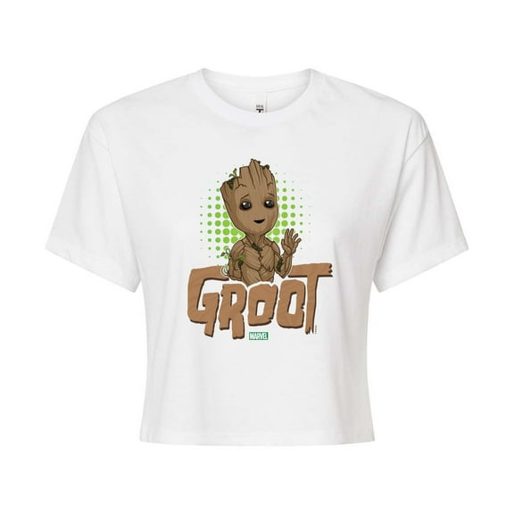 Marvel Guardians of the Galaxy - Baby Groot - Juniors Cropped Graphic T-Shirt
