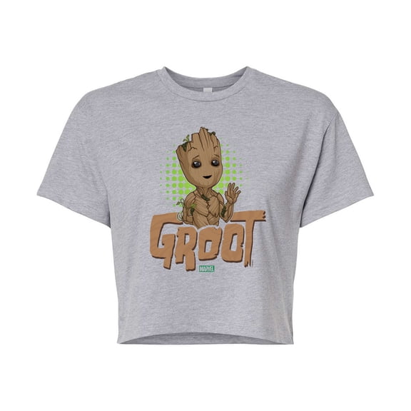 Marvel Guardians of the Galaxy - Baby Groot - Juniors Cropped Graphic T-Shirt