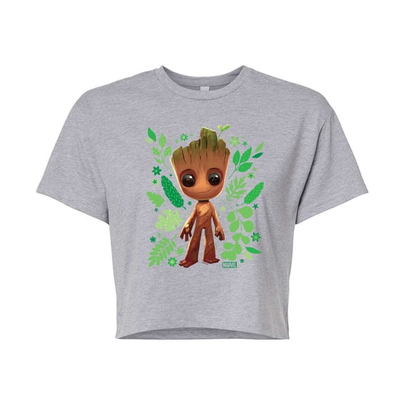 Marvel Guardians of the Galaxy - Baby Groot Leaf - Juniors Cropped Graphic T-Shirt