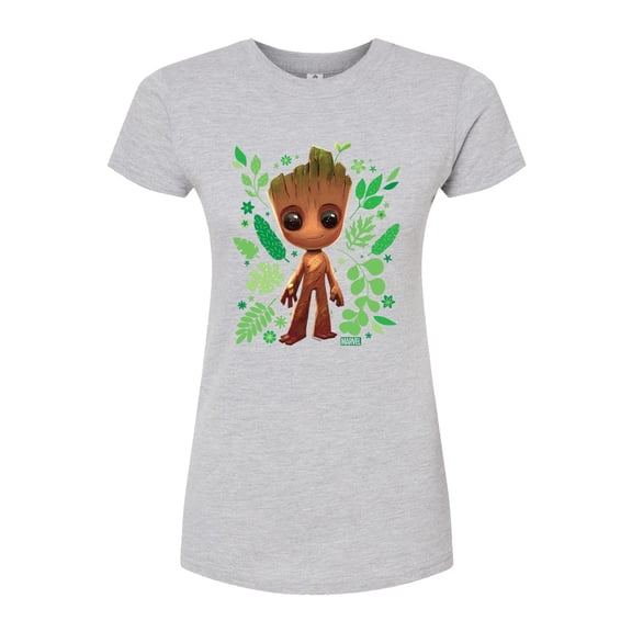Marvel Guardians of the Galaxy - Baby Groot Leaf - Juniors Fitted Graphic T-Shirt